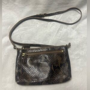 Cole Haan brown snakeskin pattern small shoulder bag purse